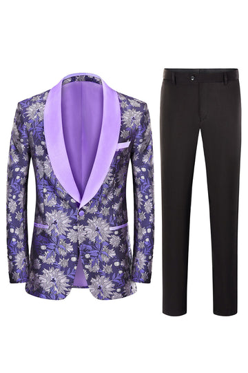 Lilla sjal jakke jacquard menn 3 Piece Prom Suits
